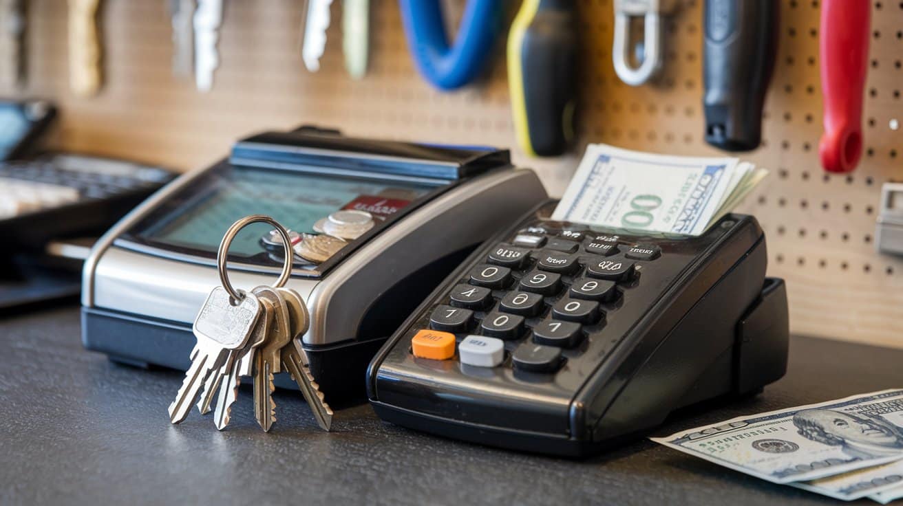 caisse enregistreuse dans une serrurerie